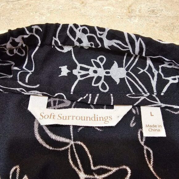 Women's Soft Surroundings Black White A-Line Maxi Skirt Flowy Lightweight Size L - Picture 4 of 6